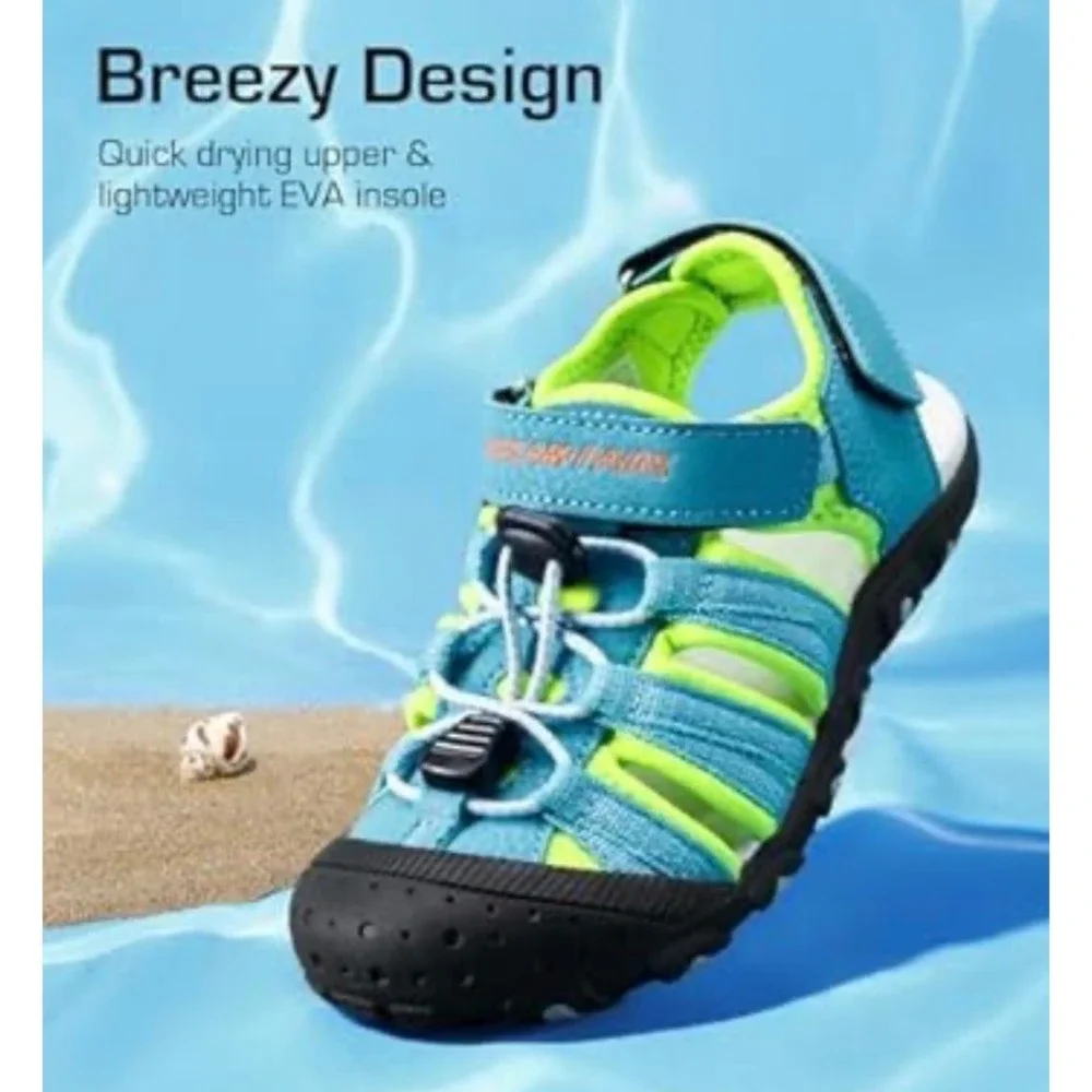 Dream Pairs Kids Athletic Outdoor Sandals Blue Lime Green Size 10 Kids NEW